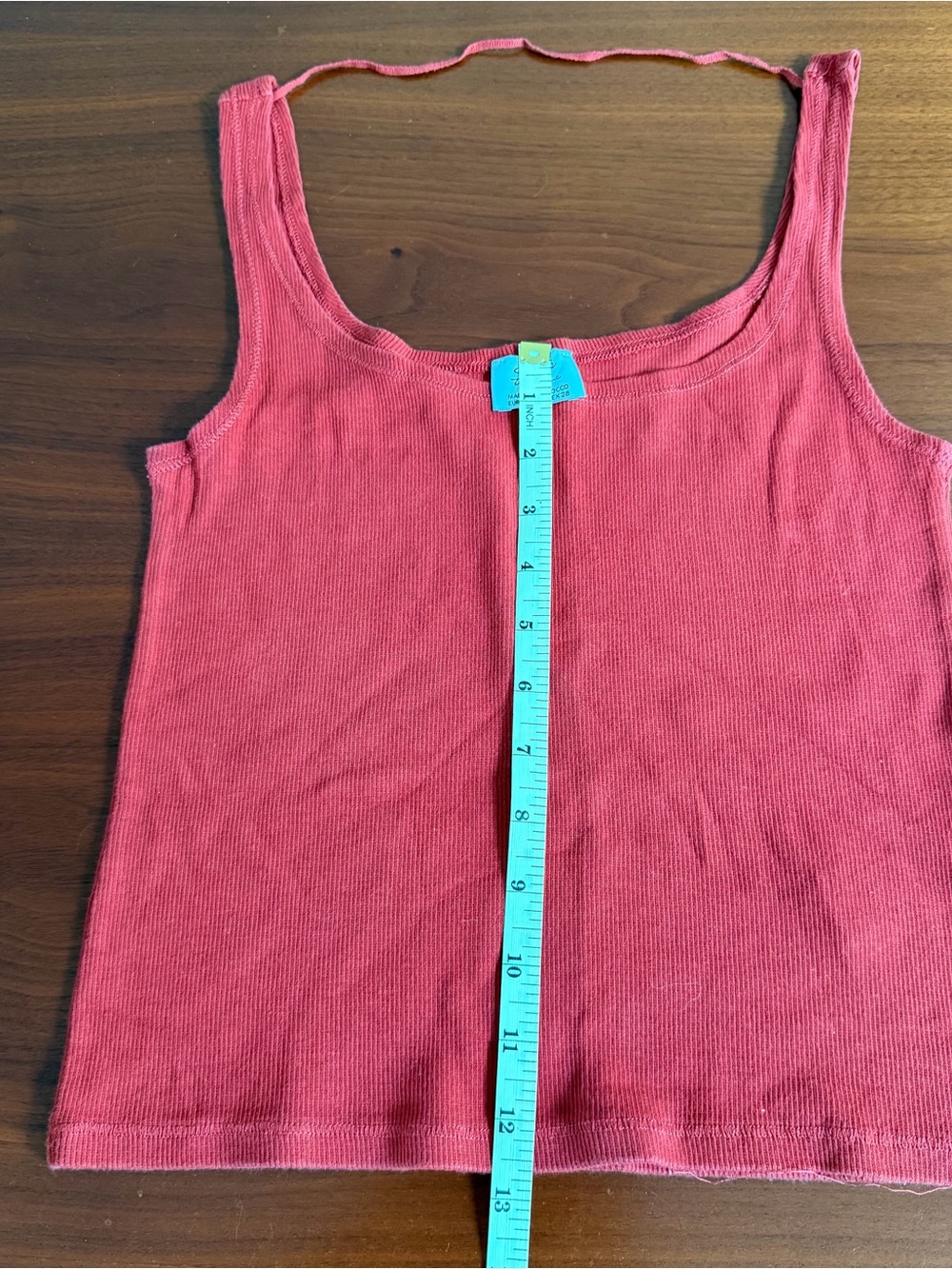 Zara Rust-Red Ribbed Tank Top-Size M - Picture 6 of 7